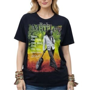 Vintage The Roxx Bob Marley Love The Life You Live Graphic Cotton T-shirt Medium